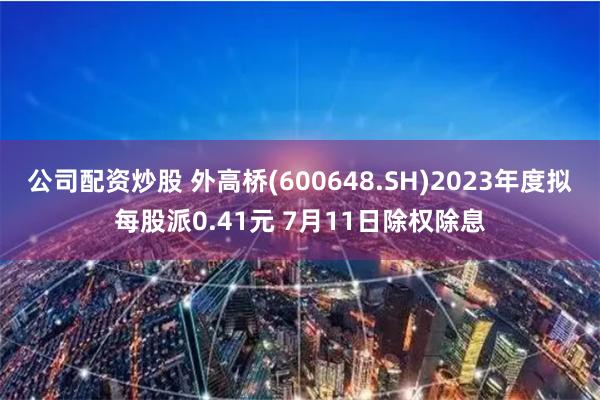 公司配资炒股 外高桥(600648.SH)2023年度拟每股派0.41元 7月11日除权除息