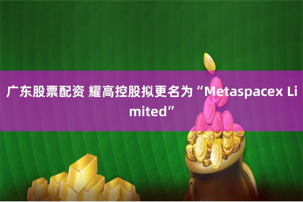 广东股票配资 耀高控股拟更名为“Metaspacex Limited”